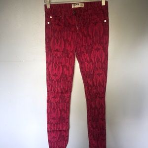 Colour Red Printed Jeans